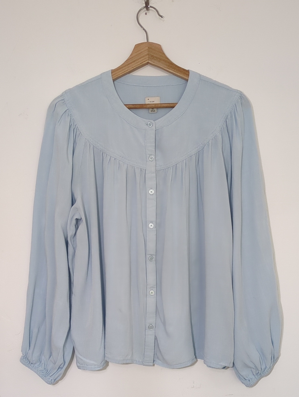a new day Light Blue Button-Front Gathered Yoke Blouse